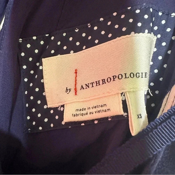 Anthropologie Navy Polka Dot Halter Tie Waist Romper Size XS - Picture 5 of 8